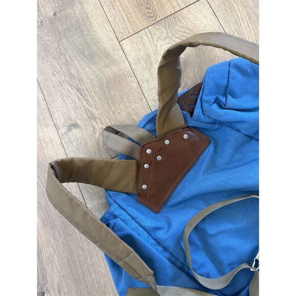 JANSPORT Vintage 80s Leather Bottom Hiking Backpack Daypack Outdoors USA Blue - Picture 5 of 12
